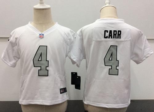 Toddler Nike Raiders #4 Derek Carr White Rush Stitched NFL Elite Jersey - Click Image to Close